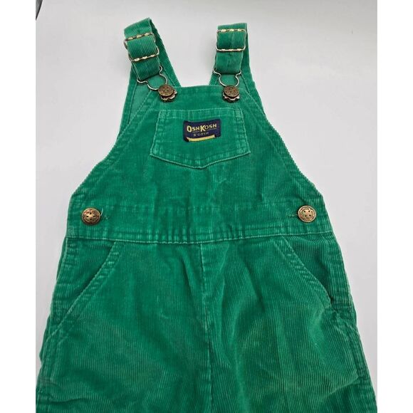 Vintage OshKosh B'Gosh Toddler Green Overalls 18 Months Made in USA - Picture 2 of 6